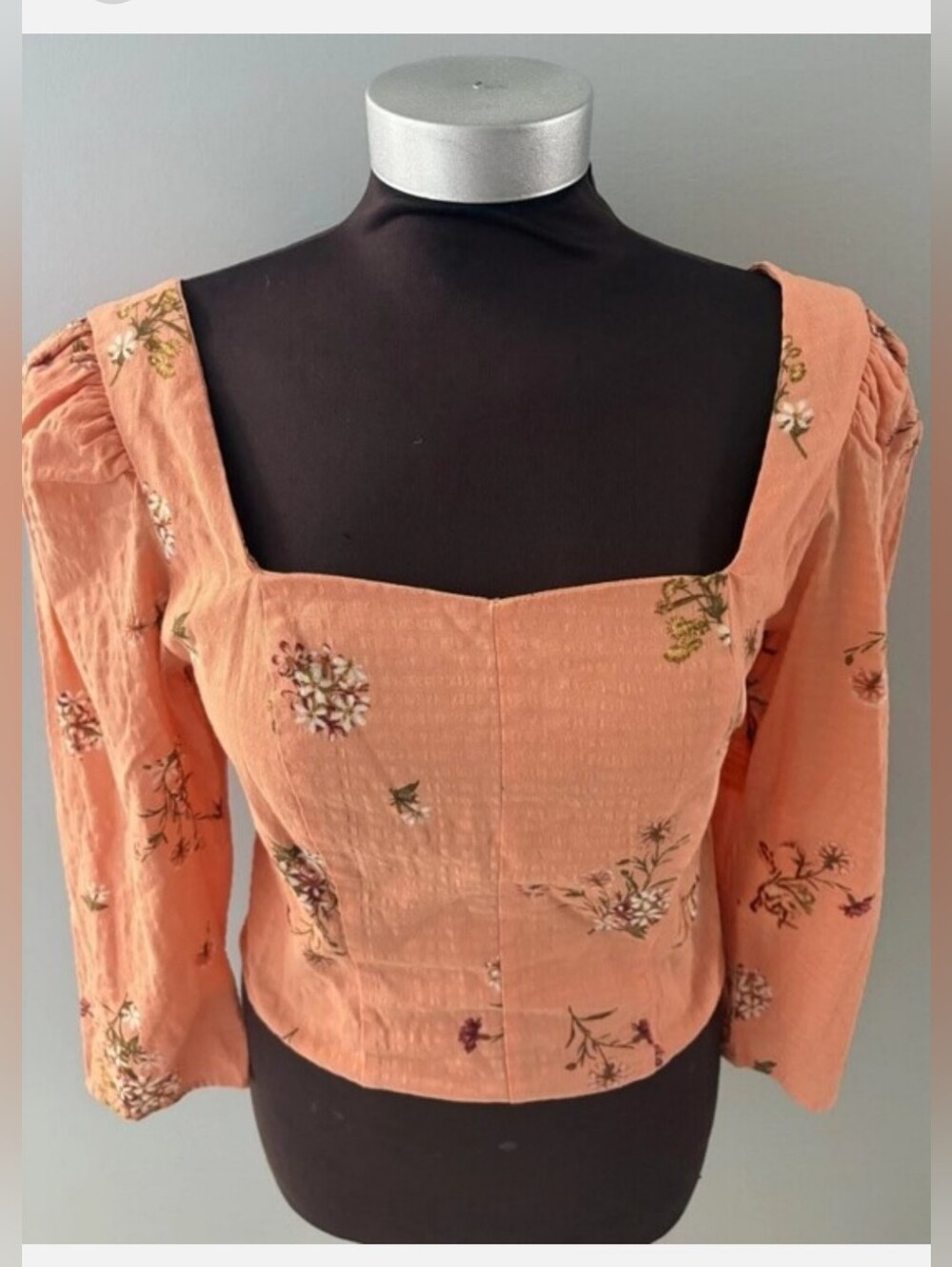 NWT!Fall Y2k Chic Floral Boho Top Cottagecore Women's Peasant Crop Blouse Small